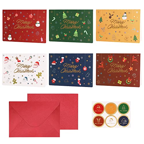 Weihnachtskarten Set 18 Stück, Gefaltete Weihnachtsgrußkarten mit Umschlägen - 6 Designs, 165 x 115 mm Klappkarten - Einfache elegante Grußkarte für Familie, Freunde und Geschäft von AUERVO