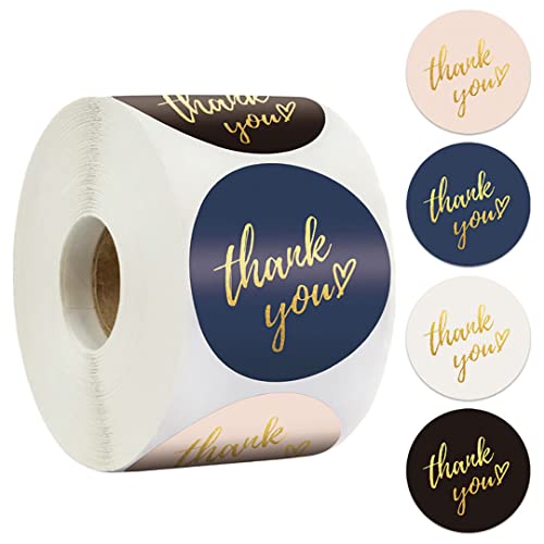 1 Roll Of 500 Pieces With 4 Colors Of Gilded Round Thank You Baking Sticker Labels, 1.5 Inches Of Thank You Stickers For Envelope Seals, White Stickers For Wedding, Birthday, Party Gift Bags (white) von AUFIKR