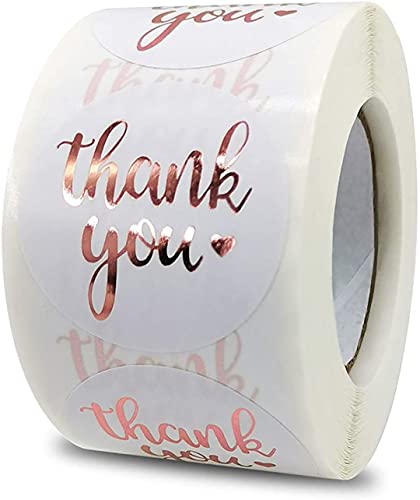 1 Roll Of 500 Rose Gold Thank You Stickers For Baking Labels, 1.5 Inch Thank You Stickers, Envelope Seals, White Stickers For Wedding, Birthday, Party Gift Bags von AUFIKR