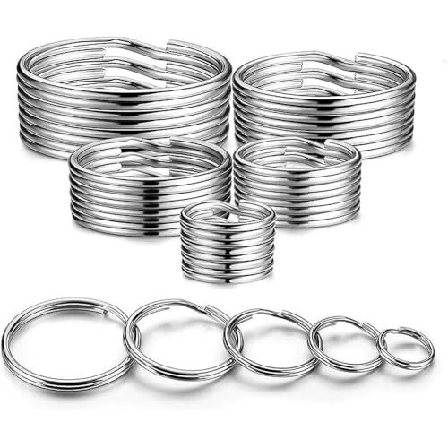 25 Stück Schlüsselringe – Schlüsselanhänger-Spaltringe in 5 Größen (Klein: 1/2, 3/4, 1, 1,2 Zoll/Groß: 1,3 Zoll) für Schlüsselbund, Hundehalsband, DIY-Bastelbedarf & Deko von AUFIKR