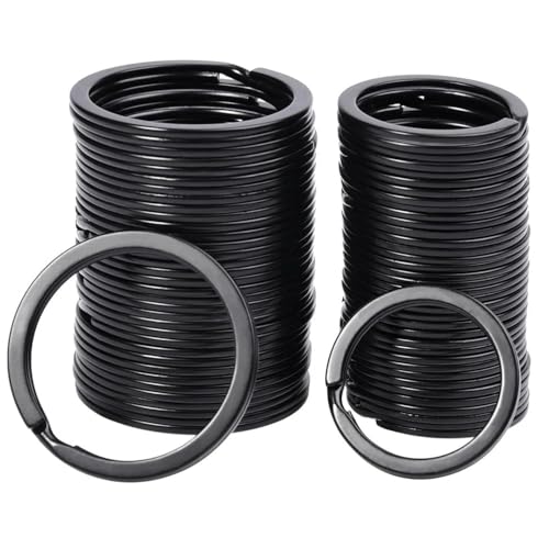 Schlüsselringe 25 mm schwarze Split Ringe Flach Edelstahl Schlüsselring für Hausschlüssel Befestigung, DIY, Autoschlüssel, Handwerk Ornamente von AUFIKR