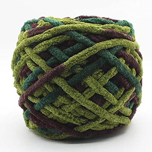 100g Skesins Baumwollgarn Bunte Stricken Chunky Wolle Samt Baby Weiche Gestrickte Chenille Chunky Farben Garn Baby DIY-19 tiefes Grün_4 STÜCK von AUFWH