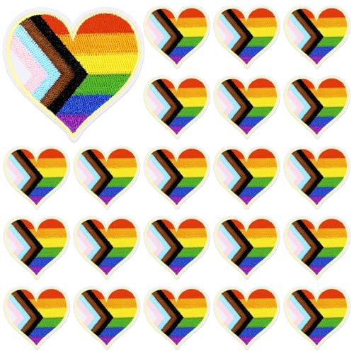 30 Stück Regenbogen-Aufnäher, Herzform, zum Aufbügeln, Motiv: Pride Day, bestickt, LGBT-Reparatur-Flicken für Kleidung, Jacken, Jeans, Hosen, Kleider, Rucksäcke, Hüte, Dekorationen 30 Stück Regenbogen-Aufnäher, Herzform, zum Aufbügeln, Motiv: Pride Day, bestickt, LGBT-Reparatur-Flicken für Kleidung, Jacken, Jeans, Hosen, Kleider, Rucksäcke, Hüte, Dekorationen von AUGSUN