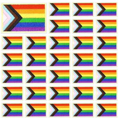 30 Stück Regenbogen-Flagge, zum Aufbügeln, Motiv: Pride Day, bestickt, LGBT-Reparatur-Flicken für Kleidung, Jacken, Jeans, Hosen, Kleider, Rucksäcke, Hüte, Dekorationen 30 Stück Regenbogen-Flagge, zum Aufbügeln, Motiv: Pride Day, bestickt, LGBT-Reparatur-Flicken für Kleidung, Jacken, Jeans, Hosen, Kleider, Rucksäcke, Hüte, Dekorationen von AUGSUN
