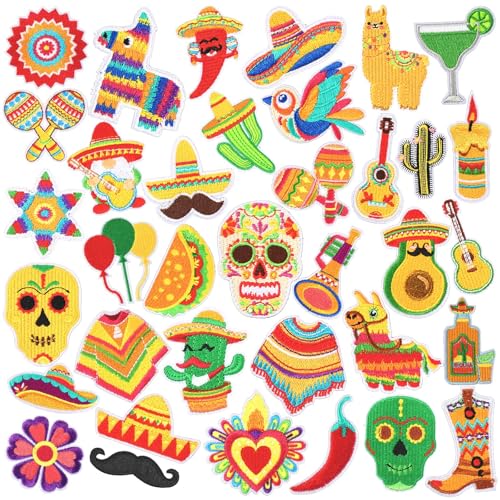 36 Stück Cinco de Mayo Aufnäher zum Aufbügeln, mexikanische Fiesta, bestickt, zum Aufnähen, Applikation, mexikanischer Karneval, Piñata, Sombrero, Pfeffer, Reparaturflicken für Kleidung, Jacken, Jeans 36 Stück Cinco de Mayo Aufnäher zum Aufbügeln, mexikanische Fiesta, bestickt, zum Aufnähen, Applikation, mexikanischer Karneval, Piñata, Sombrero, Pfeffer, Reparaturflicken für Kleidung, Jacken, Jeans von AUGSUN