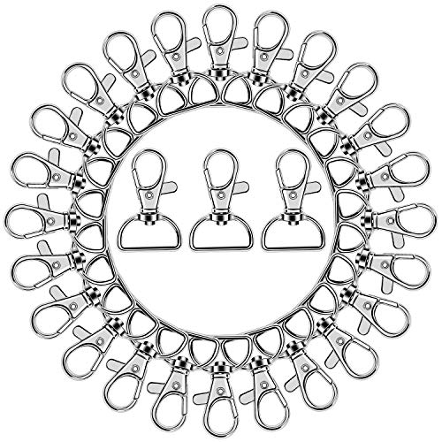 50 Stück Drehverschlüsse, Schlüsselband-Karabinerhaken, Karabinerhaken für Schlüsselanhänger, Nähprojekte (1,9 cm Innenbreite) (Silber) von AUGSUN