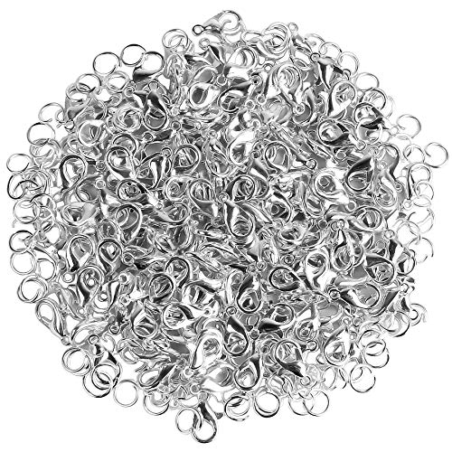 AUGSUN 200 Stück silberne Karabinerverschlüsse und 200 Stück offene Binderinge für DIY-Armbänder, Halsketten, Schmuckherstellung, 12 mm x 7 mm AUGSUN 200 Stück silberne Karabinerverschlüsse und 200 Stück offene Binderinge für DIY-Armbänder, Halsketten, Schmuckherstellung, 12 mm x 7 mm von AUGSUN