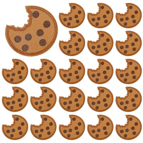 AUGSUN 30 Stück Halloween Cookie Iron On Patches Chocolate Chip Cookie Embroidered Sew On Applique Repair Patch DIY Crafts for Clothing Jacket Jeans Pants Dress Backpack Hat von AUGSUN