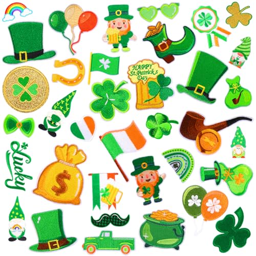 AUGSUN 36 St. Patrick's Day Aufnäher zum Aufbügeln, bestickt, Reparatur, irisches Kleeblatt, Glückskleeblatt, DIY Handwerk für Kleidung, Jacken, Jeans, Hosen, Kleid, Rucksack, Hut, Dekorationen, AUGSUN 36 St. Patrick's Day Aufnäher zum Aufbügeln, bestickt, Reparatur, irisches Kleeblatt, Glückskleeblatt, DIY Handwerk für Kleidung, Jacken, Jeans, Hosen, Kleid, Rucksack, Hut, Dekorationen, von AUGSUN