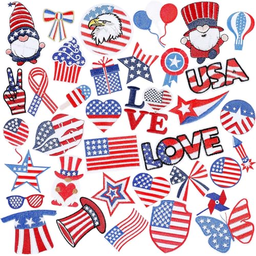 AUGSUN 36 Stück Unabhängigkeitstag Lron auf Flicken 4. Juli, patriotisch, bestickt, zum Aufnähen, Reparaturflicken, amerikanische Flagge, Basteln, für Kleidung, Jacken, Jeans, Hosen, Kleid, Rucksack, AUGSUN 36 Stück Unabhängigkeitstag Lron auf Flicken 4. Juli, patriotisch, bestickt, zum Aufnähen, Reparaturflicken, amerikanische Flagge, Basteln, für Kleidung, Jacken, Jeans, Hosen, Kleid, Rucksack, von AUGSUN