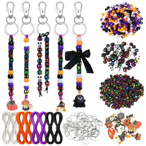 AUGSUN 713-teiliges Bastelset für Schlüsselanhänger, Halloween-Perlen für Schmuckherstellung, Kreuzschädel Pony, Buchstabenperlen, Halloween-Charms, Schlüsselanhänger, Saiten, Zubehör für AUGSUN 713-teiliges Bastelset für Schlüsselanhänger, Halloween-Perlen für Schmuckherstellung, Kreuzschädel Pony, Buchstabenperlen, Halloween-Charms, Schlüsselanhänger, Saiten, Zubehör für von AUGSUN