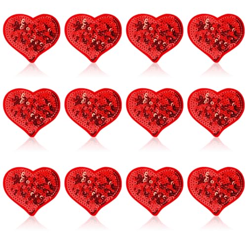 Aufnäher mit Pailletten, Herzen, zum Aufbügeln, Valentinstag, Kleidung, bestickt, bunt, glänzend, rotes Herz, zum Aufnähen, Reparatur, für Kleidung, Jacken, Jeans, Hosen, Kleid, Rucksack, Hut, 12 Aufnäher mit Pailletten, Herzen, zum Aufbügeln, Valentinstag, Kleidung, bestickt, bunt, glänzend, rotes Herz, zum Aufnähen, Reparatur, für Kleidung, Jacken, Jeans, Hosen, Kleid, Rucksack, Hut, 12 von AUGSUN