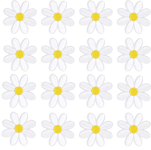 AUGSUN Patches zum Aufbügeln, 30 Stück Gänseblümchen Aufnäher zum Aufbügeln Blumen Bügelflicken Dekorative Bügelbilder für Textilien Aufnäher für Erwachsene und Kinder von AUGSUN