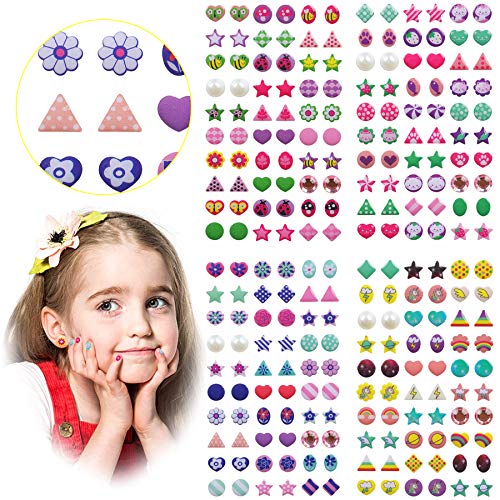 AUGSUN Klebeohrringe Mädchen, 240 Stück 3D Klebeohrringe Selbstklebende Glitzer Ohrringe Sticker Kristall Ohrringe Aufkleber für Mädchen Kinder von AUGSUN