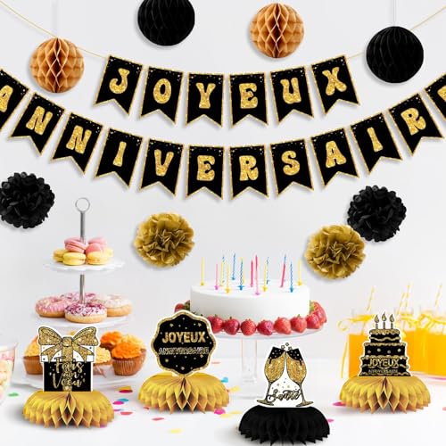 Dekoration für Geburtstag, Schwarz und Gold, Deko für Tisch, Geburtstag, Banner, Happy Birthday, Partydekoration, Geburtstag, Seidenpapier, Girlande Geburtstag, Party für Kinder und Erwachsene Dekoration für Geburtstag, Schwarz und Gold, Deko für Tisch, Geburtstag, Banner, Happy Birthday, Partydekoration, Geburtstag, Seidenpapier, Girlande Geburtstag, Party für Kinder und Erwachsene von AUGSUN