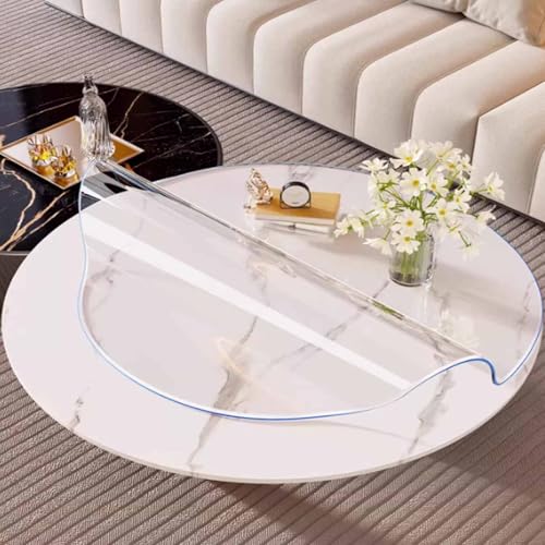 Esszimmer Rund Transparente Tischdecke Wasserdicht Folie 2mm Tischfolie Schutzfolie für Wohnzimmer Und Garten Tischschutz Folie,PVC-Schutztischdecke,für Büro von AUJLKJOUV