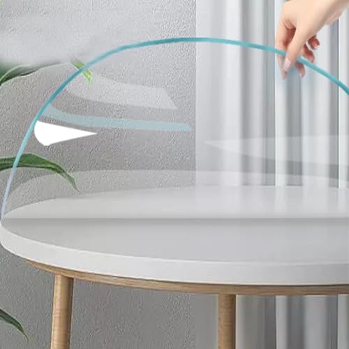 Runde Tischfolie 1,5 mm Transparent Schutz für Esstisch/Couchtisch PVC Tischdecke Waschbar mit Rutschfester Für Innen Und Außen von AUJLKJOUV