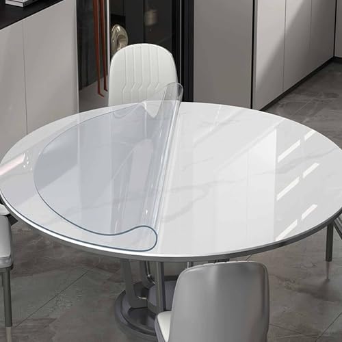 Tischdecke Wasserdicht Folie 2mm Rund transparente Tischfolie Schutzfolie Tischschutz Folie,PVC-Schutztischdecke,für Esszimmer,Büro,Unterstützung der Anpassung von AUJLKJOUV