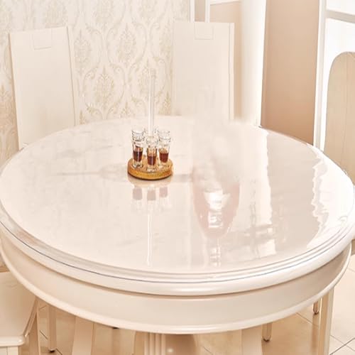 Wohnzimmer Transparente Tischdecke Wasserdicht Folie 2mm Esszimmer Tischfolie Rund Schutzfolie für Garten Büro Tischschutz Folie,PVC-Schutztischdecke von AUJLKJOUV