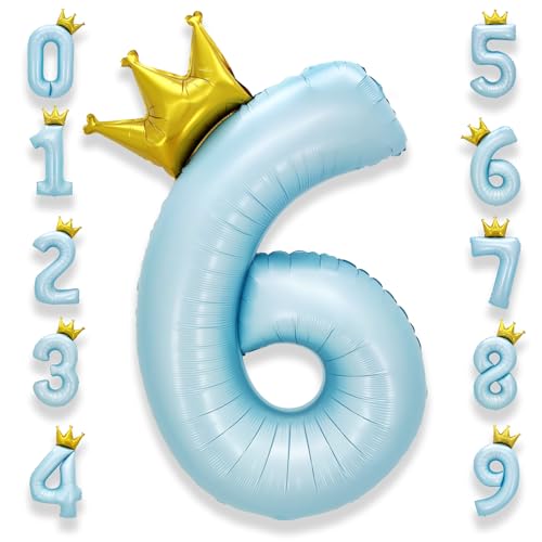 AULE Folienballon Geburtstag 6 Blau: XXL 101 cm Zahlen Luftballon Hell Blau 6 Jahre Zahl Helium Ballon Kinder Junge Mädchen Zahlenballon für Babyparty Jubiläum Deko AULE Folienballon Geburtstag 6 Blau: XXL 101 cm Zahlen Luftballon Hell Blau 6 Jahre Zahl Helium Ballon Kinder Junge Mädchen Zahlenballon für Babyparty Jubiläum Deko von AULE