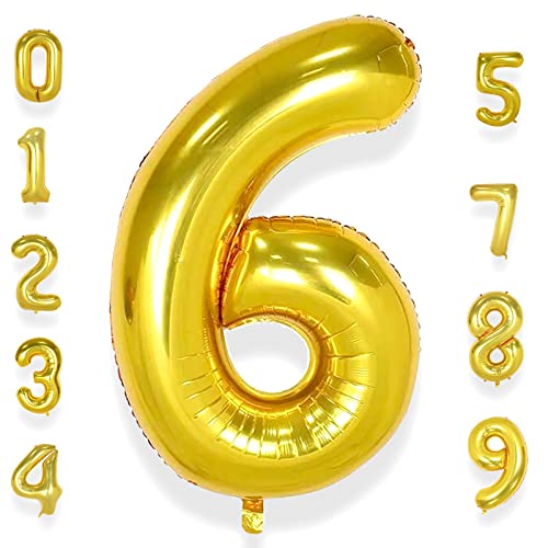 AULE Luftballon Zahl 6 Gold: XXL 101 cm Folienballon Geburtstag Gold 6 Jahre Zahlen 40 Zoll Helium Ballon Kinder Junge Mädchen Zahlenballon für Babyparty Jubiläum Deko AULE Luftballon Zahl 6 Gold: XXL 101 cm Folienballon Geburtstag Gold 6 Jahre Zahlen 40 Zoll Helium Ballon Kinder Junge Mädchen Zahlenballon für Babyparty Jubiläum Deko von AULE
