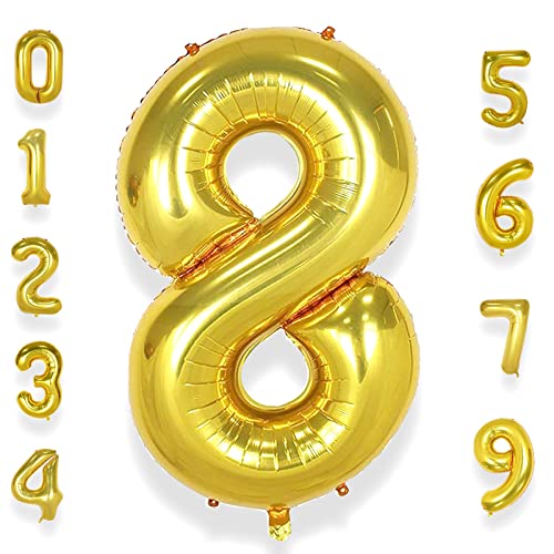 AULE Luftballon Zahl 8 Gold: XXL 101 cm Folienballon Geburtstag Gold 8 Jahre Zahlen 40 Zoll Helium Ballon Kinder Junge Mädchen Zahlenballon für Babyparty Jubiläum Deko AULE Luftballon Zahl 8 Gold: XXL 101 cm Folienballon Geburtstag Gold 8 Jahre Zahlen 40 Zoll Helium Ballon Kinder Junge Mädchen Zahlenballon für Babyparty Jubiläum Deko von AULE