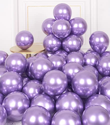 AULE Kleine Luftballons Lila Metallic: 50 Stück 5 Zoll Luftballon Klein Violett Helium Ballons Dunkellila Latex Ballon für Geburtstag Party Hochzeit Babyparty Deko von AULE