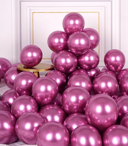 AULE Kleine Luftballons Pinke Metallic: 50 Stück 5 Zoll Luftballon Klein Fuchsia Helium Ballons Latex Rosa Ballon für Baby Shower Hochzeit Geburtstag Deko von AULE