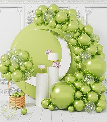 AULE Luftballon Girlande Grün: 100 Stück Hell Grün Ballons Girlande Set Limettengrün Glänzend Chrom Latex Luftballons für Geburtstag Babyparty Dschungel Dinosaurier Deko AULE Luftballon Girlande Grün: 100 Stück Hell Grün Ballons Girlande Set Limettengrün Glänzend Chrom Latex Luftballons für Geburtstag Babyparty Dschungel Dinosaurier Deko von AULE