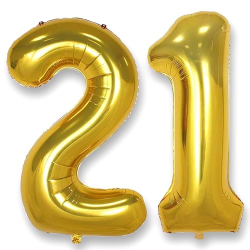 AULE Luftballon Zahl 12 Gold: XXL 101 cm Zahlen Folienballon Geburtstag Gold 21 Jahre 40 Zoll Helium Ballon Kinder Junge Mädchen Zahlenballon für Babyparty Jubiläum Deko von AULE