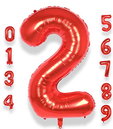 AULE Luftballon Zahl 2 Rot: XXL 101 cm Zahlen Folienballon Geburtstag Rot 2 Jahre 40 Zoll Helium Ballon Kinder Junge Mädchen Zahlenballon für Babyparty Jubiläum Deko AULE Luftballon Zahl 2 Rot: XXL 101 cm Zahlen Folienballon Geburtstag Rot 2 Jahre 40 Zoll Helium Ballon Kinder Junge Mädchen Zahlenballon für Babyparty Jubiläum Deko von AULE