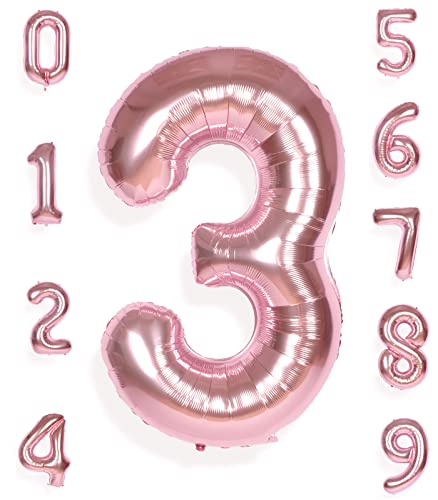 AULE Luftballon Zahl 3 Rosegold: XXL 101 cm Zahlen Folienballon Geburtstag Rose Gold 3 Jahre Helium Ballon Roségold Kinder Junge Mädchen Zahlenballon für Babyparty Jubiläum Deko AULE Luftballon Zahl 3 Rosegold: XXL 101 cm Zahlen Folienballon Geburtstag Rose Gold 3 Jahre Helium Ballon Roségold Kinder Junge Mädchen Zahlenballon für Babyparty Jubiläum Deko von AULE