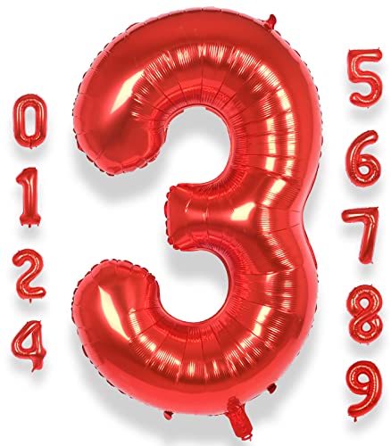 AULE Luftballon Zahl 3 Rot: XXL 101 cm Zahlen Folienballon Geburtstag Rot 3 Jahre 40 Zoll Helium Ballon Kinder Junge Mädchen Zahlenballon für Babyparty Jubiläum Deko AULE Luftballon Zahl 3 Rot: XXL 101 cm Zahlen Folienballon Geburtstag Rot 3 Jahre 40 Zoll Helium Ballon Kinder Junge Mädchen Zahlenballon für Babyparty Jubiläum Deko von AULE