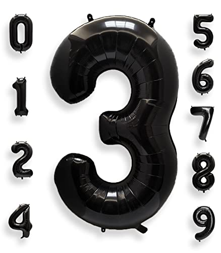 AULE Luftballon Zahl 3 Schwarz: XXL 101 cm Zahlen Folienballon Geburtstag Schwarze 3 Jahre 40 Zoll Helium Ballon Kinder Junge Mädchen Zahlenballon für Babyparty Jubiläum Deko AULE Luftballon Zahl 3 Schwarz: XXL 101 cm Zahlen Folienballon Geburtstag Schwarze 3 Jahre 40 Zoll Helium Ballon Kinder Junge Mädchen Zahlenballon für Babyparty Jubiläum Deko von AULE