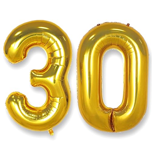AULE Luftballon Zahl 30 Gold: XXL 101 cm Zahlen Folienballon Geburtstag Gold 30 Jahre 40 Zoll Helium Ballon Kinder Junge Mädchen Zahlenballon für Babyparty Jubiläum Deko AULE Luftballon Zahl 30 Gold: XXL 101 cm Zahlen Folienballon Geburtstag Gold 30 Jahre 40 Zoll Helium Ballon Kinder Junge Mädchen Zahlenballon für Babyparty Jubiläum Deko von AULE