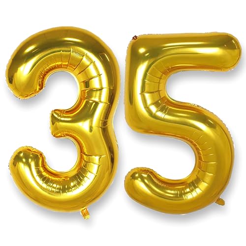AULE Luftballon Zahl 35 Gold: XXL 101 cm Zahlen Folienballon Geburtstag Gold 53 Jahre 40 Zoll Helium Ballon Kinder Junge Mädchen Zahlenballon für Babyparty Jubiläum Deko AULE Luftballon Zahl 35 Gold: XXL 101 cm Zahlen Folienballon Geburtstag Gold 53 Jahre 40 Zoll Helium Ballon Kinder Junge Mädchen Zahlenballon für Babyparty Jubiläum Deko von AULE