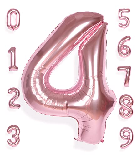 AULE Luftballon Zahl 4 Rosegold: XXL 101 cm Zahlen Folienballon Geburtstag Rose Gold 4 Jahre Helium Ballon Roségold Kinder Junge Mädchen Zahlenballon für Babyparty Jubiläum Deko AULE Luftballon Zahl 4 Rosegold: XXL 101 cm Zahlen Folienballon Geburtstag Rose Gold 4 Jahre Helium Ballon Roségold Kinder Junge Mädchen Zahlenballon für Babyparty Jubiläum Deko von AULE
