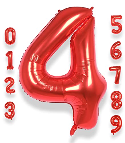 AULE Luftballon Zahl 4 Rot: XXL 101 cm Zahlen Folienballon Geburtstag Rot 4 Jahre 40 Zoll Helium Ballon Kinder Junge Mädchen Zahlenballon für Babyparty Jubiläum Deko AULE Luftballon Zahl 4 Rot: XXL 101 cm Zahlen Folienballon Geburtstag Rot 4 Jahre 40 Zoll Helium Ballon Kinder Junge Mädchen Zahlenballon für Babyparty Jubiläum Deko von AULE