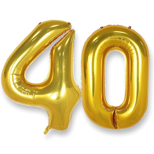 AULE Luftballon Zahl 40 Gold: XXL 101 cm Zahlen Folienballon Geburtstag Gold 40 Jahre 40 Zoll Helium Ballon Kinder Junge Mädchen Zahlenballon für Babyparty Jubiläum Deko AULE Luftballon Zahl 40 Gold: XXL 101 cm Zahlen Folienballon Geburtstag Gold 40 Jahre 40 Zoll Helium Ballon Kinder Junge Mädchen Zahlenballon für Babyparty Jubiläum Deko von AULE