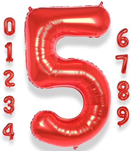 AULE Luftballon Zahl 5 Rot: XXL 101 cm Folienballon Geburtstag Rot 5 Jahre Zahlen 40 Zoll Helium Ballon Kinder Junge Mädchen Zahlenballon für Babyparty Jubiläum Deko AULE Luftballon Zahl 5 Rot: XXL 101 cm Folienballon Geburtstag Rot 5 Jahre Zahlen 40 Zoll Helium Ballon Kinder Junge Mädchen Zahlenballon für Babyparty Jubiläum Deko von AULE