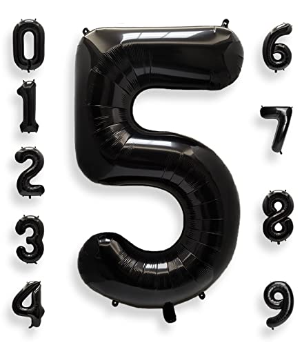 AULE Luftballon Zahl 5 Schwarz: XXL 101 cm Folienballon Geburtstag Schwarze 5 Jahre 40 Zoll Zahlen Helium Ballon Kinder Junge Mädchen Zahlenballon für Babyparty Jubiläum Deko AULE Luftballon Zahl 5 Schwarz: XXL 101 cm Folienballon Geburtstag Schwarze 5 Jahre 40 Zoll Zahlen Helium Ballon Kinder Junge Mädchen Zahlenballon für Babyparty Jubiläum Deko von AULE
