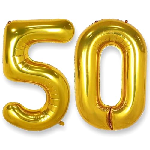 AULE Luftballon Zahl 50 Gold: XXL 101 cm Zahlen Folienballon Geburtstag Gold 50 Jahre 40 Zoll Helium Ballon Kinder Junge Mädchen Zahlenballon für Babyparty Jubiläum Deko AULE Luftballon Zahl 50 Gold: XXL 101 cm Zahlen Folienballon Geburtstag Gold 50 Jahre 40 Zoll Helium Ballon Kinder Junge Mädchen Zahlenballon für Babyparty Jubiläum Deko von AULE