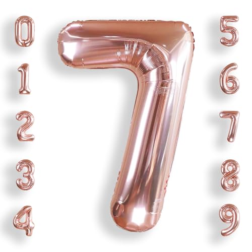 AULE Luftballon Zahl 7 Rosegold: XXL 101 cm Folienballon Geburtstag Rose Gold 7 Jahre Helium Ballon Roségold Kinder Junge Mädchen Zahlenballon für Babyparty Jubiläum Deko AULE Luftballon Zahl 7 Rosegold: XXL 101 cm Folienballon Geburtstag Rose Gold 7 Jahre Helium Ballon Roségold Kinder Junge Mädchen Zahlenballon für Babyparty Jubiläum Deko von AULE