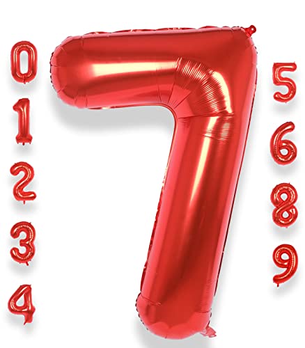 AULE Luftballon Zahl 7 Rot: XXL 101 cm Folienballon Geburtstag Rot 7 Jahre Zahlen 40 Zoll Helium Ballon Kinder Junge Mädchen Zahlenballon für Babyparty Jubiläum Deko AULE Luftballon Zahl 7 Rot: XXL 101 cm Folienballon Geburtstag Rot 7 Jahre Zahlen 40 Zoll Helium Ballon Kinder Junge Mädchen Zahlenballon für Babyparty Jubiläum Deko von AULE