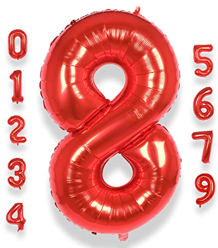 AULE Luftballon Zahl 8 Rot: XXL 101 cm Folienballon Geburtstag Rot 8 Jahre Zahlen 40 Zoll Helium Ballon Kinder Junge Mädchen Zahlenballon für Babyparty Jubiläum Deko AULE Luftballon Zahl 8 Rot: XXL 101 cm Folienballon Geburtstag Rot 8 Jahre Zahlen 40 Zoll Helium Ballon Kinder Junge Mädchen Zahlenballon für Babyparty Jubiläum Deko von AULE
