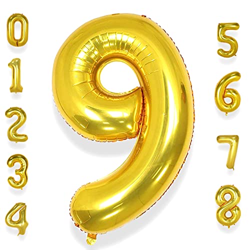 AULE Luftballon Zahl 9 Gold: XXL 101 cm Folienballon Geburtstag Gold 9 Jahre Zahlen 40 Zoll Helium Ballon Kinder Junge Mädchen Zahlenballon für Babyparty Jubiläum Deko AULE Luftballon Zahl 9 Gold: XXL 101 cm Folienballon Geburtstag Gold 9 Jahre Zahlen 40 Zoll Helium Ballon Kinder Junge Mädchen Zahlenballon für Babyparty Jubiläum Deko von AULE