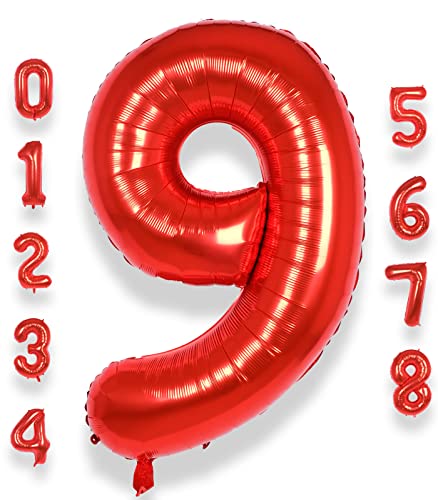 AULE Luftballon Zahl 9 Rot: XXL 101 cm Folienballon Geburtstag Rot 9 Jahre Zahlen 40 Zoll Helium Ballon Kinder Junge Mädchen Zahlenballon für Babyparty Jubiläum Deko AULE Luftballon Zahl 9 Rot: XXL 101 cm Folienballon Geburtstag Rot 9 Jahre Zahlen 40 Zoll Helium Ballon Kinder Junge Mädchen Zahlenballon für Babyparty Jubiläum Deko von AULE
