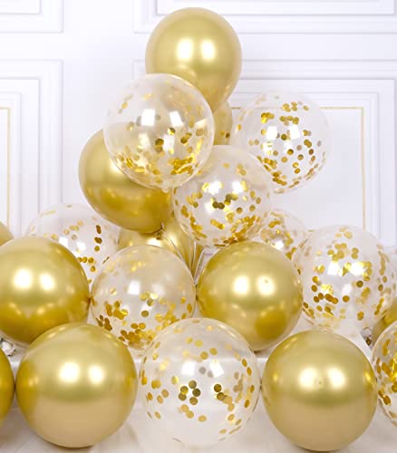 AULE Luftballons Gold Metallic Helium: 42 Stück 12 Zoll Goldene Konfetti Luftballon Latex Ballons Geburtstagsdeko Deko für Graduation Jahrestag Junggesellenabschied Geburtstag von AULE