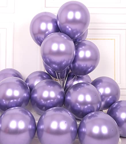 AULE Luftballons Lila Metallic Helium: 50 Stück 12 Zoll Luftballon Violett Ballons Dunkellila Latex Geburtstagsdeko für Geburtstag Party Hochzeit Valentinstag Babyparty Deko von AULE