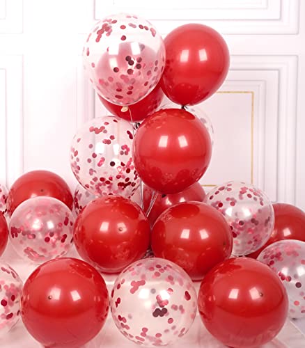 AULE Luftballons Rot Metallic Helium: 42 Stück 12 Zoll Rote Konfetti Luftballon Latex Ballons Geburtstagsdeko Deko für Geburtstag Party Hochzeit Valentinstag Graduation von AULE